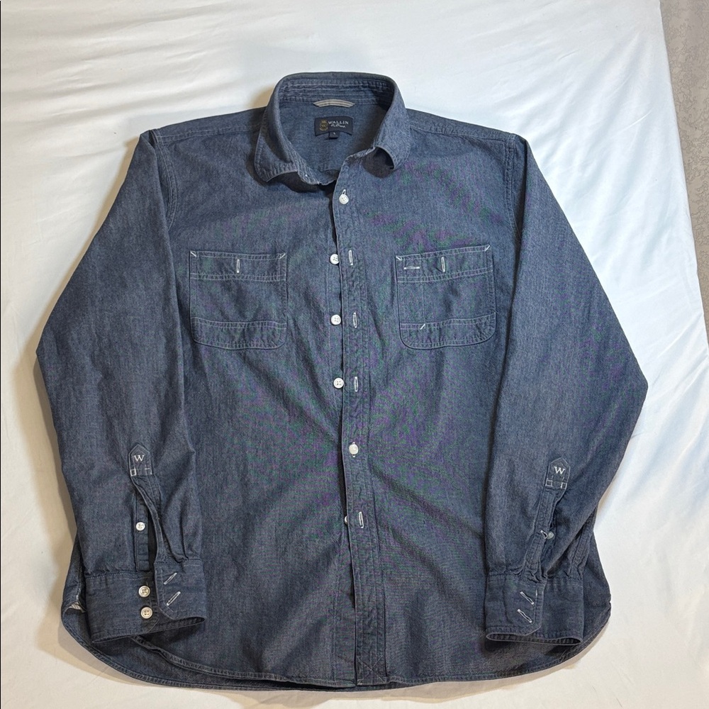 Wrangler Dark Blue Button-Down Work Shirt